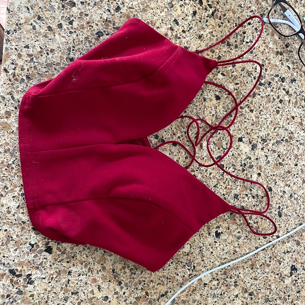 Red Cropped Tank Top